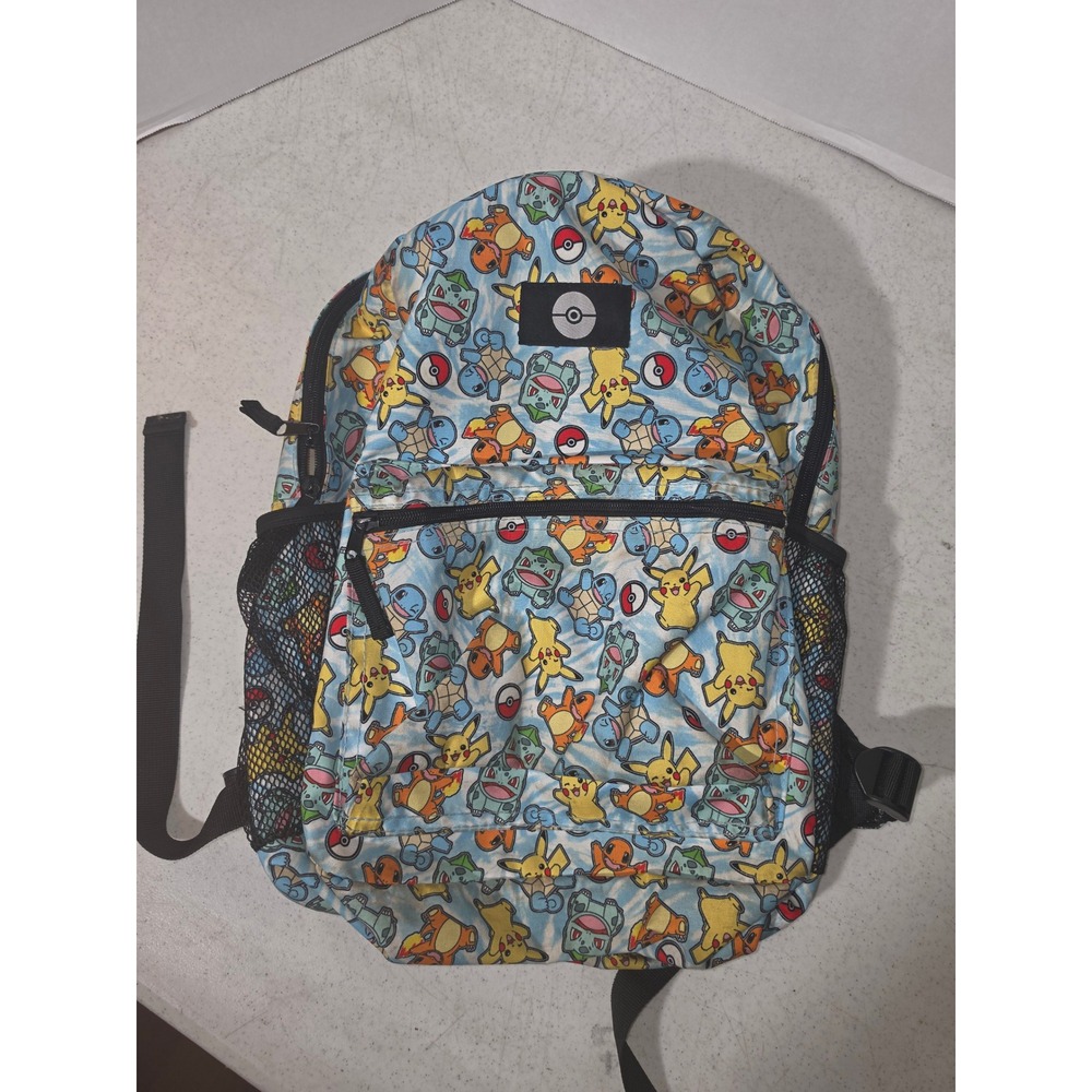 Pokemon Backpack Unisex OS Blue Excellent All Over Print Pikachu Starters Bag